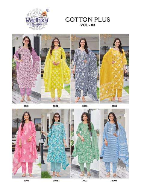 Radhika cotton plus vol 3 Kurti manufacturers in Ahmedabad