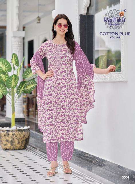 Radhika cotton plus vol 3 Kurti manufacturers in Ahmedabad