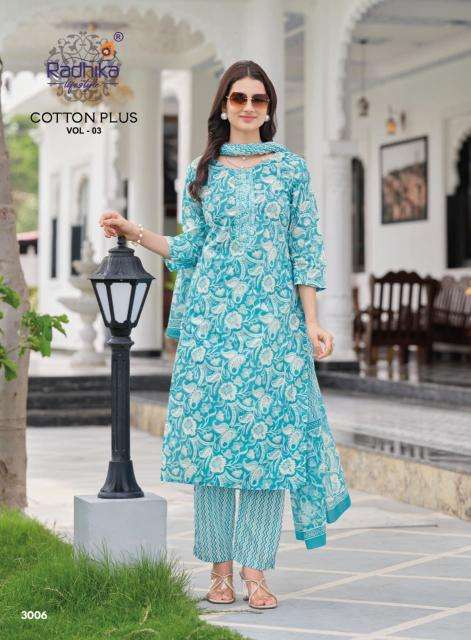 Radhika cotton plus vol 3 Kurti manufacturers in Ahmedabad