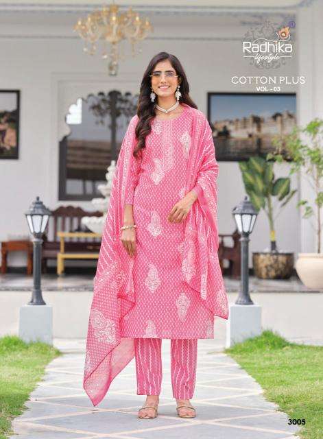 Radhika cotton plus vol 3 Kurti manufacturers in Ahmedabad