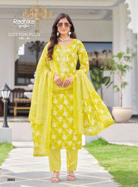 Radhika cotton plus vol 3 Kurti manufacturers in Ahmedabad