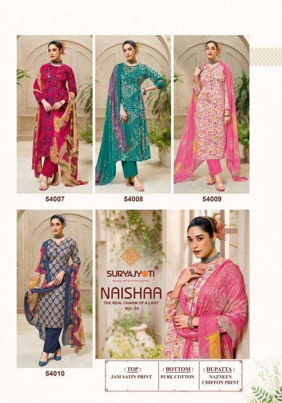 Suryajyoti naishaa vol 54  Wholesale dress materials in Kachchh