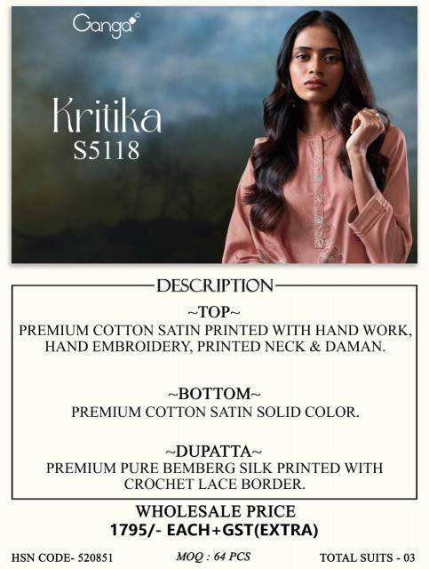 Ganga kritika 5118 dress material wholesale market
