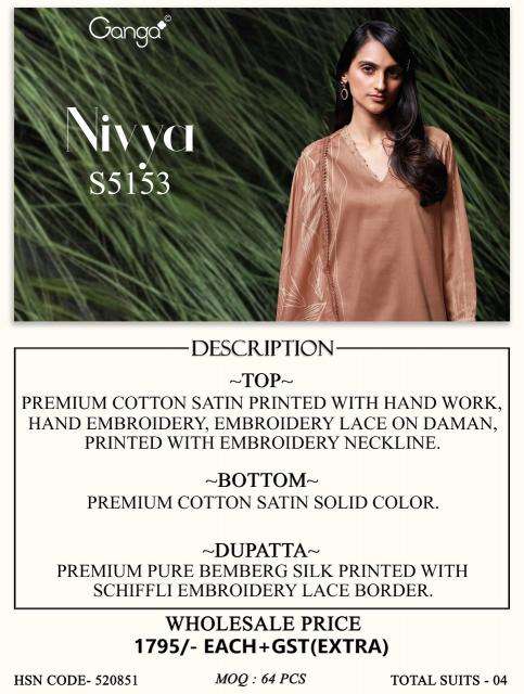 Ganga nivya 5153 Wholesale dress material suppliers in Navsari