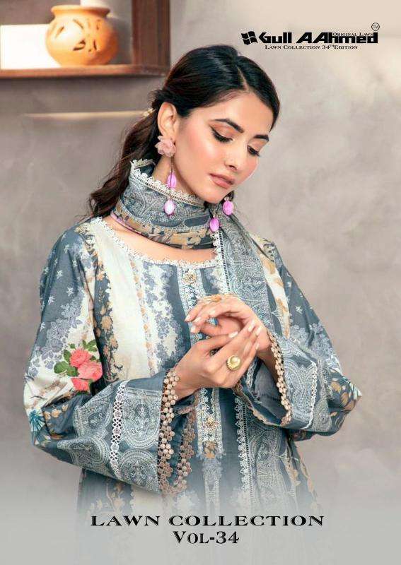 Gull aahmed lawn vol 34 Wholesale salwar suits in Navsari