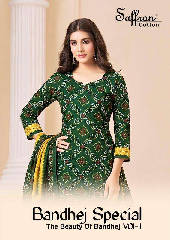 Saffron bandhej Wholesale dress material suppliers in Aravalli