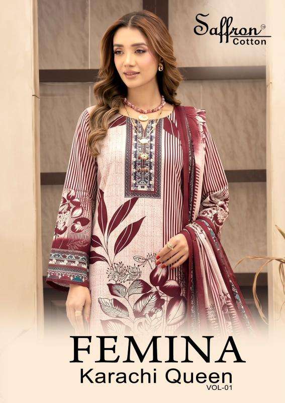 Saffron femina karachi queen vol 1  Dress material suppliers