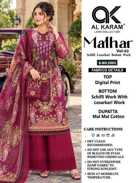 Al karam malhar vol 2 wholesale dress material market near me