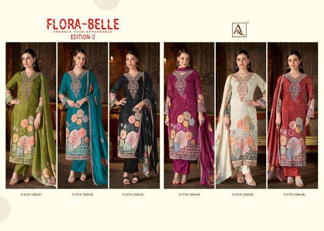 Alok suits flora belle 2 ladies dress material wholesale market in surat