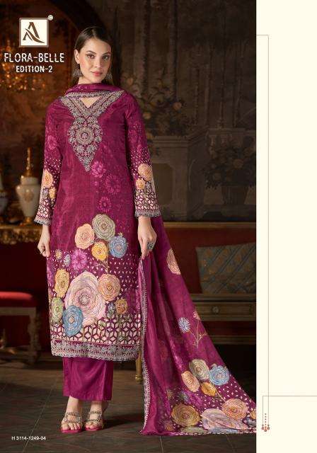 Alok suits flora belle 2 ladies dress material wholesale market in surat