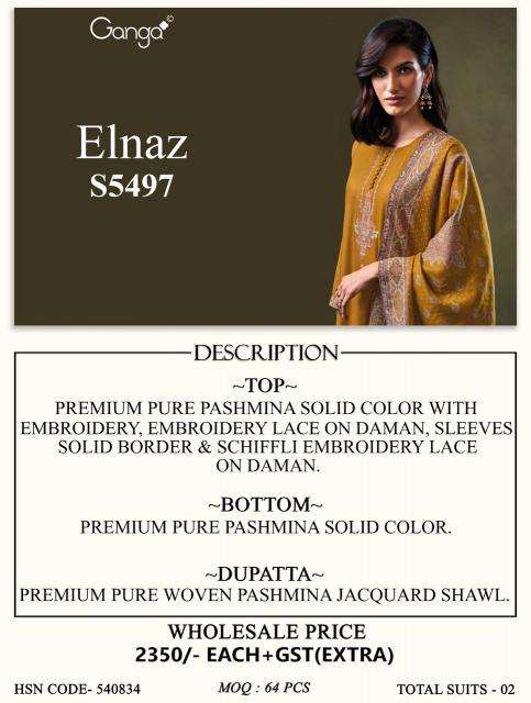 Ganga elnaz 5497 ladies dress material wholesale market in ahmedabad
