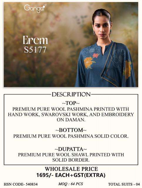 Ganga erem 5177 ladies dress material wholesale market in surat