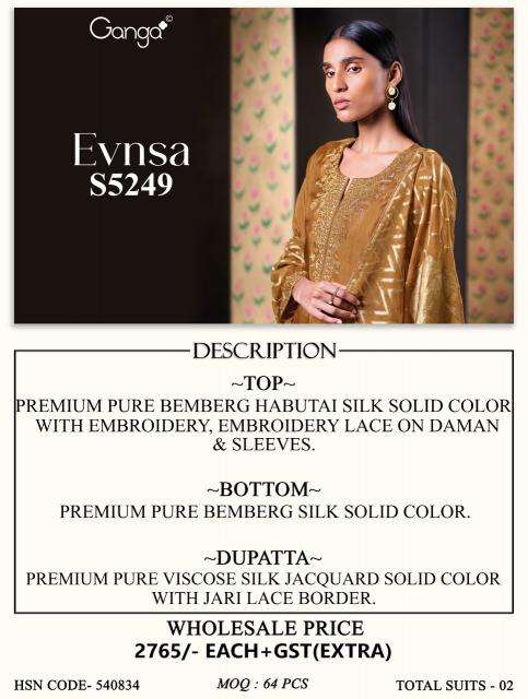 Ganga evnsa 5249 wholesale dress material market in surat with price