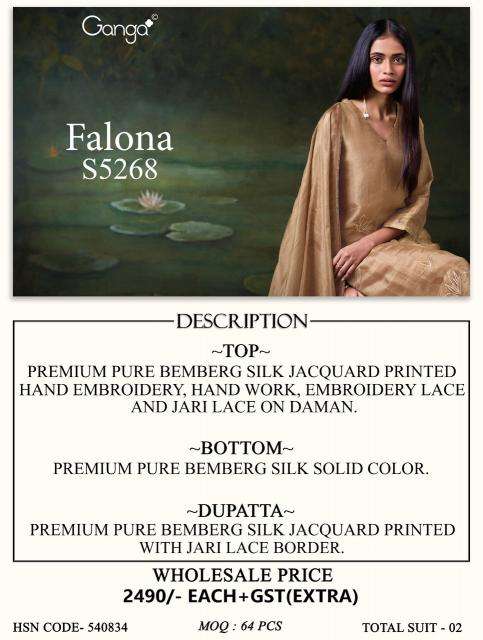 Ganga falona 5268  wholesale dress material market in mumbai with price