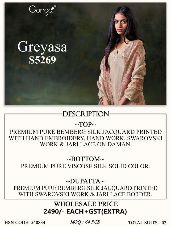 Ganga greyasa 5269 wholesale dress material market in surat with price