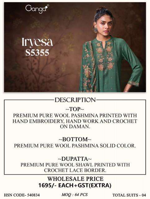 Ganga iryesa 5355 ladies dress material wholesale market in ahmedabad