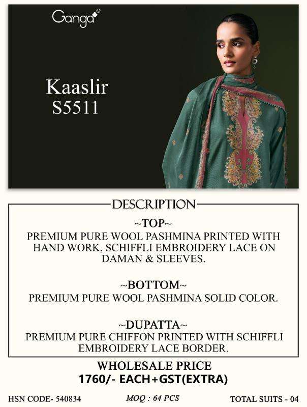 Ganga kaaslir 5511 wholesale dress material market in mumbai with price