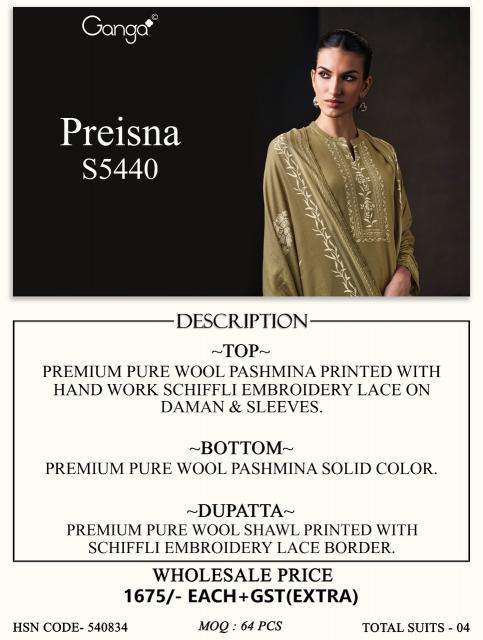 Ganga preisna 5440 cotton ladies dress material wholesale market in surat