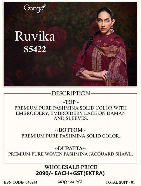 Ganga ruvika 5422 surat cloth market wholesale rate