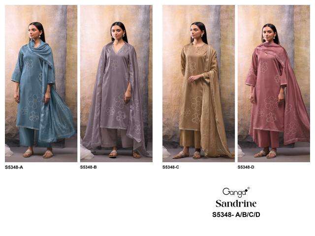  Ganga sandrine 5348 wholesale dress material market in surat with price