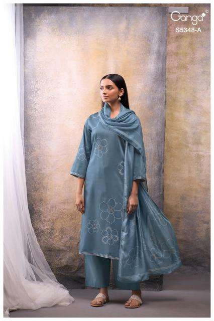  Ganga sandrine 5348 wholesale dress material market in surat with price