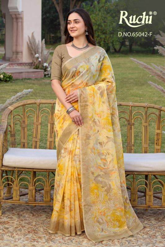 Ruchi saffron chiffon 273 wholesale saree market in ahmedabad with price list