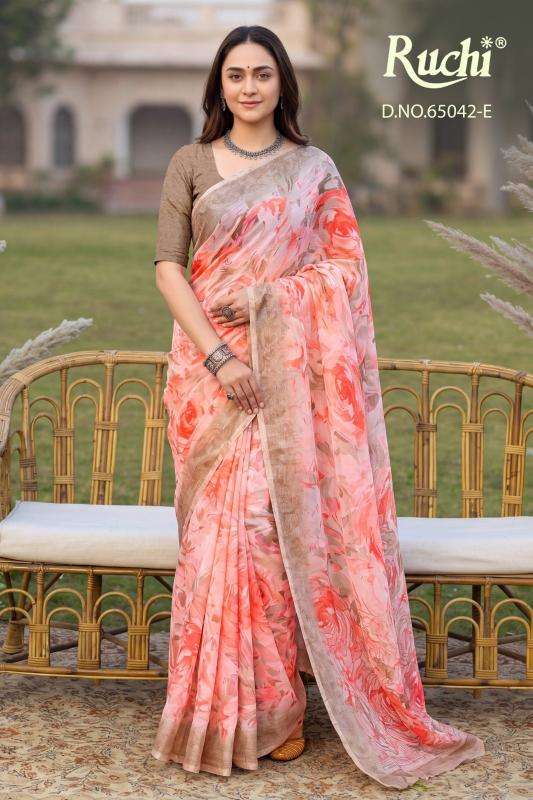 Ruchi saffron chiffon 273 wholesale saree market in ahmedabad with price list