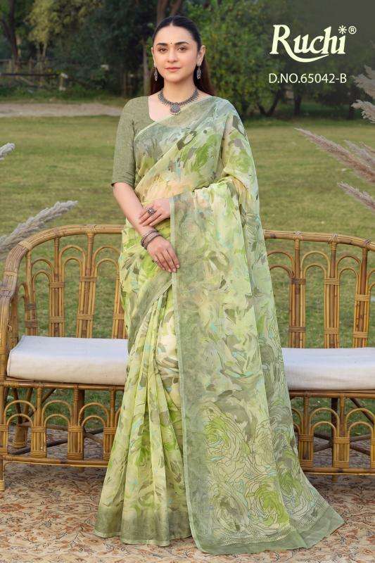 Ruchi saffron chiffon 273 wholesale saree market in ahmedabad with price list