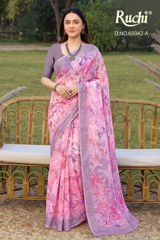 Ruchi saffron chiffon 273 wholesale saree market in ahmedabad with price list